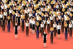 Illustrated Women Standing Together in a Group 